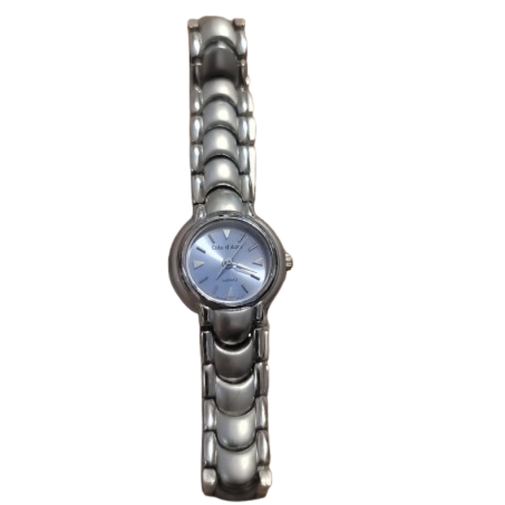 COTE D' AZUR Silver Watch Blue Dial Classy Silver-Tone Cote d’ Azur Ladies Watch